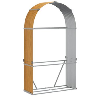 Haardhoutopslag 120x45x210 cm gegalvaniseerd staal lichtbruin 2