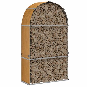 Haardhoutopslag 120x45x210 cm gegalvaniseerd staal lichtbruin 3