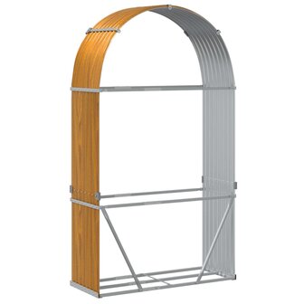 Haardhoutopslag 120x45x210 cm gegalvaniseerd staal lichtbruin 6