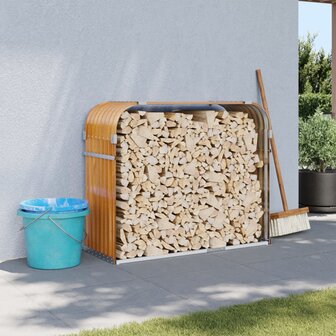 Haardhoutopslag 120x45x100 cm gegalvaniseerd staal lichtbruin 1