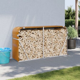 Haardhoutopslag 180x45x100 cm gegalvaniseerd staal lichtbruin 1