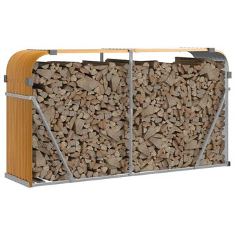 Haardhoutopslag 180x45x100 cm gegalvaniseerd staal lichtbruin 3