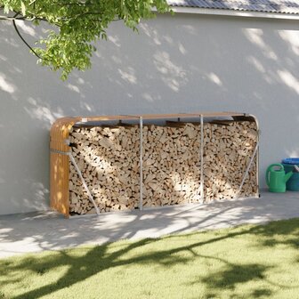 Haardhoutopslag 234x45x100 cm gegalvaniseerd staal lichtbruin 1