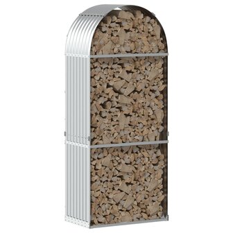 Haardhoutopslag 80x45x190 cm gegalvaniseerd staal zilverkleurig 3