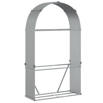 Haardhoutopslag 120x45x210 cm gegalvaniseerd staal zilverkleur 2