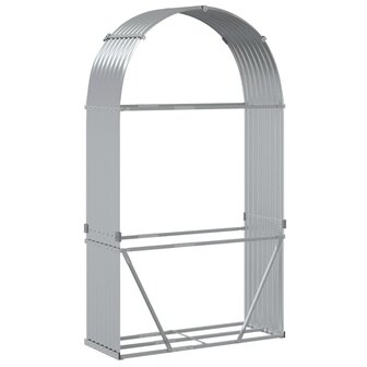 Haardhoutopslag 120x45x210 cm gegalvaniseerd staal zilverkleur 6