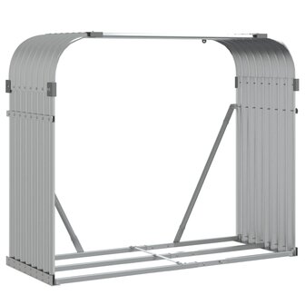 Haardhoutopslag 120x45x100 cm gegalvaniseerd staal zilverkleur 2