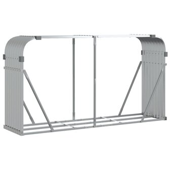 Haardhoutopslag 180x45x100 cm gegalvaniseerd staal zilverkleur 2