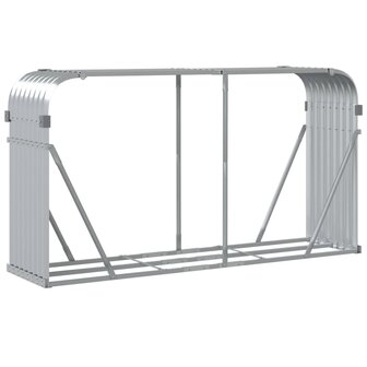 Haardhoutopslag 180x45x100 cm gegalvaniseerd staal zilverkleur 6