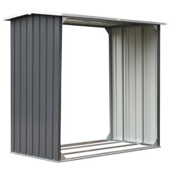 Haardhoutschuur 172x91x154 cm gegalvaniseerd staal grijs 2
