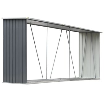 Haardhoutschuur 330x84x152 cm gegalvaniseerd staal grijs  2