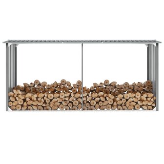 Haardhoutschuur 330x92x153 cm gegalvaniseerd staal grijs 1