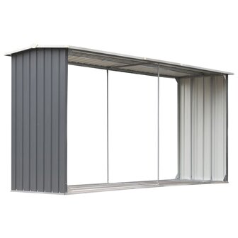 Haardhoutschuur 330x92x153 cm gegalvaniseerd staal grijs 2