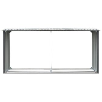 Haardhoutschuur 330x92x153 cm gegalvaniseerd staal grijs 3