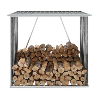 Haardhoutschuur 163x83x154 cm gegalvaniseerd staal grijs   1