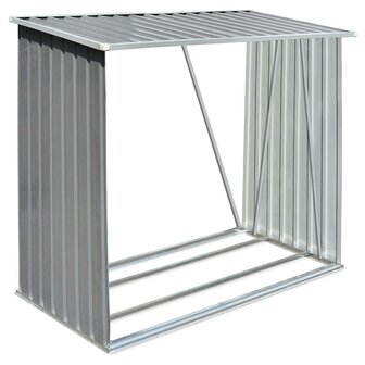 Haardhoutschuur 163x83x154 cm gegalvaniseerd staal grijs   2