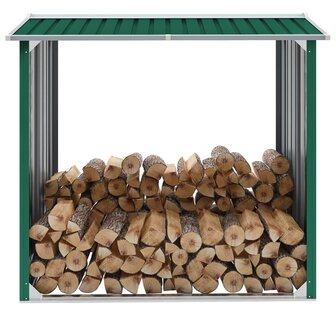 Haardhoutschuur 172x91x154 cm gegalvaniseerd staal groen 1