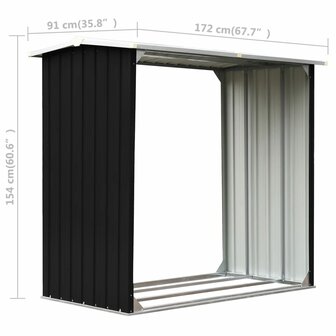 Haardhoutschuur 172x91x154 cm gegalvaniseerd staal antraciet 6