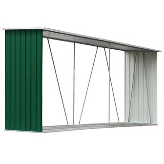 Haardhoutschuur 330x84x152 cm gegalvaniseerd staal groen 2