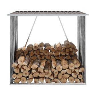Haardhoutschuur 163x83x154 cm gegalvaniseerd staal bruin 1