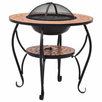 Vuurtafel moza&iuml;ek 68 cm keramiek terracottakleurig 2