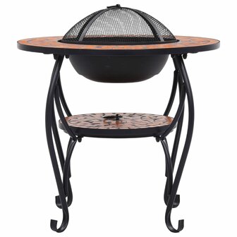 Vuurtafel moza&iuml;ek 68 cm keramiek terracottakleurig 4