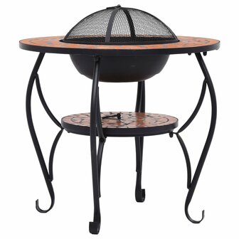Vuurtafel moza&iuml;ek 68 cm keramiek terracottakleurig 5