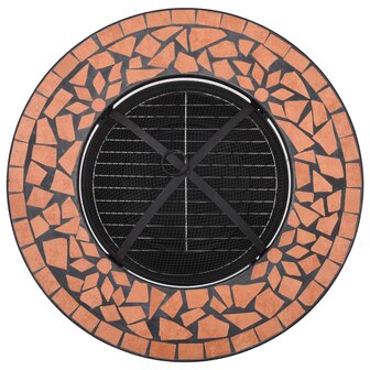 Vuurtafel moza&iuml;ek 68 cm keramiek terracottakleurig 8
