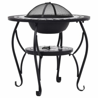 Vuurtafel moza&iuml;ek 68 cm keramiek zwart en wit 6