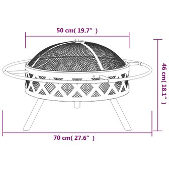 Vuurplaats met pook XXL 70 cm staal 7