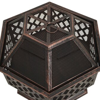 Vuurplaats met pook rustiek XXL 62x54x56 cm staal 5