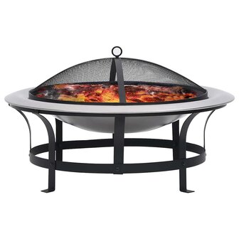 Tuinvuurplaats met grill 76 cm roestvrij staal 2