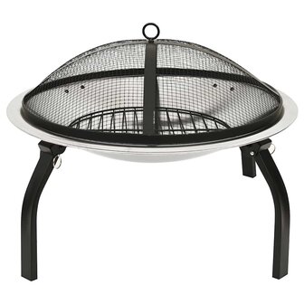 Vuurschaal en barbecue 2-in-1 met pook 56x56x49 cm rvs 3
