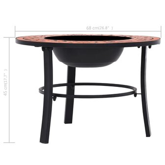 Vuurschaal moza&iuml;ek 68 cm keramiek terracottakleurig 9