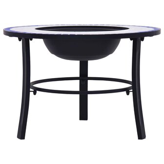 Vuurschaal moza&iuml;ek 68 cm keramiek blauw en wit 3