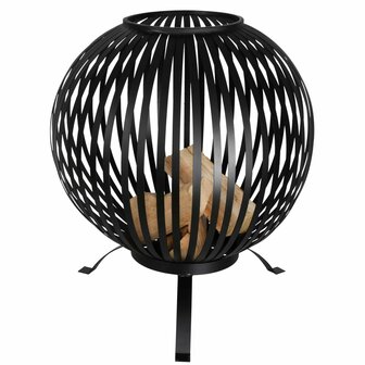 Esschert Design Vuurkorf balvormig strepen koolstofstaal zwart FF400 2