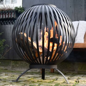 Esschert Design Vuurkorf balvormig strepen koolstofstaal zwart FF400 3