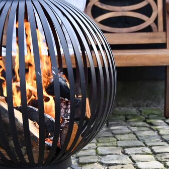 Esschert Design Vuurkorf balvormig strepen koolstofstaal zwart FF400 6