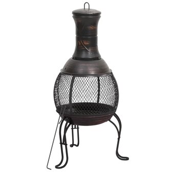 Tuinkachel met pook 39x39x90 cm staal 2