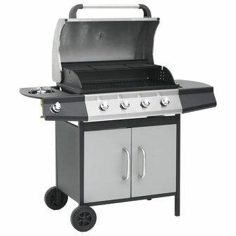 Gasbarbecue 4+1 kookzone staal en roestvrij staal zwart zilver  1