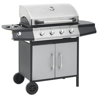 Gasbarbecue 4+1 kookzone staal en roestvrij staal zwart zilver  2