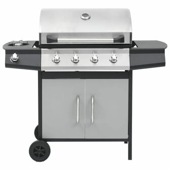 Gasbarbecue 4+1 kookzone staal en roestvrij staal zwart zilver  3