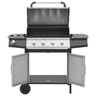 Gasbarbecue 4+1 kookzone staal en roestvrij staal zwart zilver  4