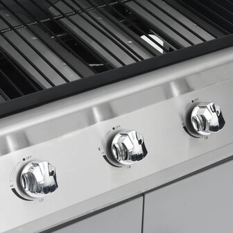 Gasbarbecue 4+1 kookzone staal en roestvrij staal zwart zilver  9