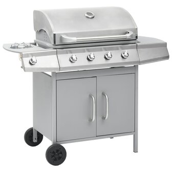 Gasbarbecue 4+1 kookzone roestvrij staal zilverkleurig  2