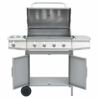 Gasbarbecue 4+1 kookzone roestvrij staal zilverkleurig  4