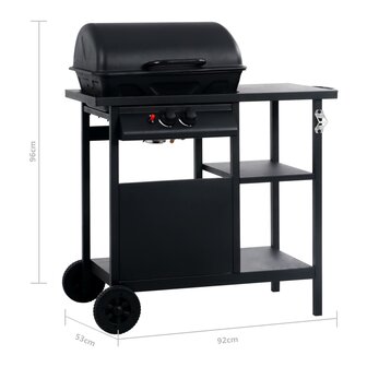Gasbarbecue met 3-laags zijtafel zwart 8