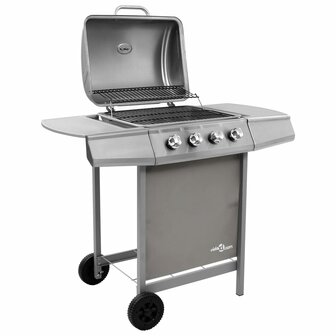Gasbarbecue met 4 branders zilverkleurig 4