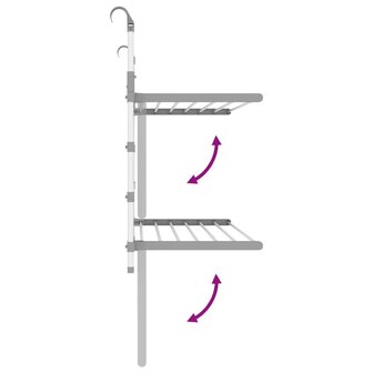 Droogrek voor balkon 89x25x(60-95) cm aluminium 5