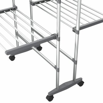 Droogrek 2-laags met wieltjes 60x70x106 cm zilverkleurig 6